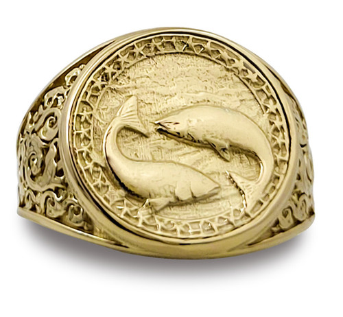 Real 14k yellow - gold, pisces