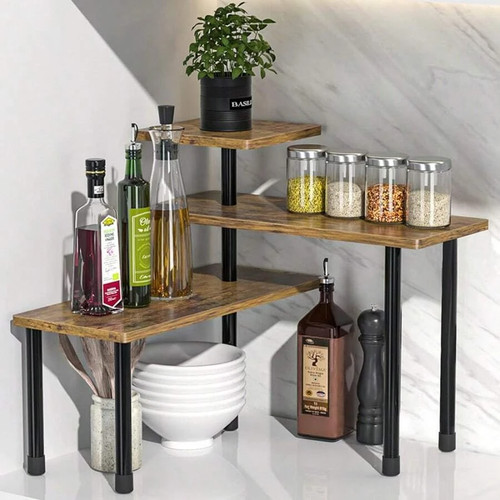 Tier wood iron storage rack - iron,