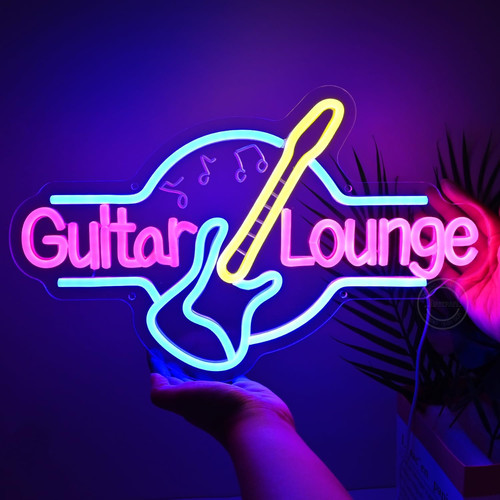 Guitar neon sign lounge - neon,