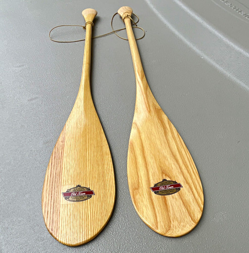 Old town wooden canoe - old, paddles