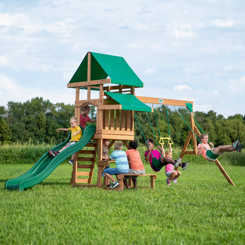Cedar wood swing set - cedar,