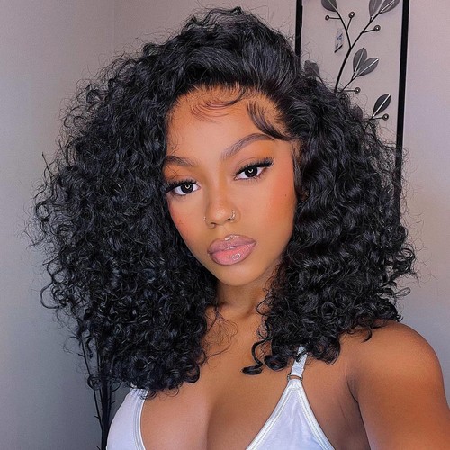 Short bob wigs 13x4 curly - short, 100%