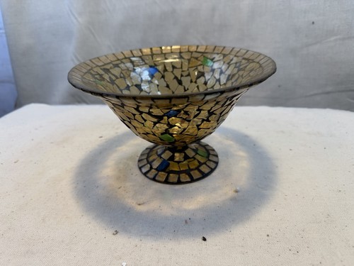 Mosaic glass pedestal bowl - mosaic,