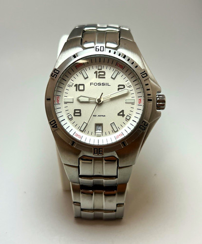 Fossil mens quartz watch white - mens,