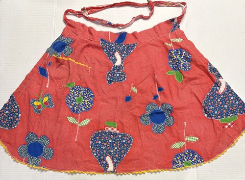 Vintage red half apron cotton - half,