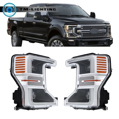 Pair led chrome headlights - led,