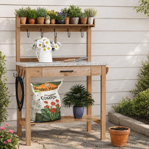 Outdoor potting bench table - table, w/