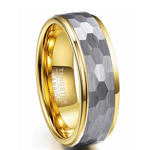 Tungsten hammered mens - mens, ring
