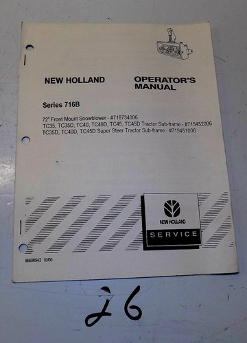 Operator manual 72 - nh, operator's