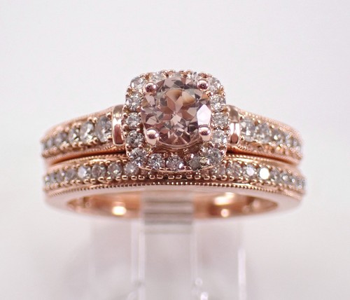Diamond and morganite halo - and,