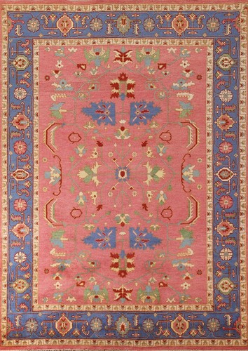 Pink blue oushak indian - oushak,
