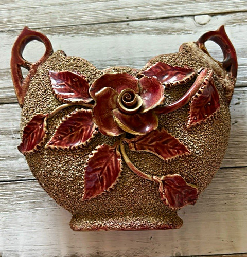 Textured ceramic floral rose - textured,