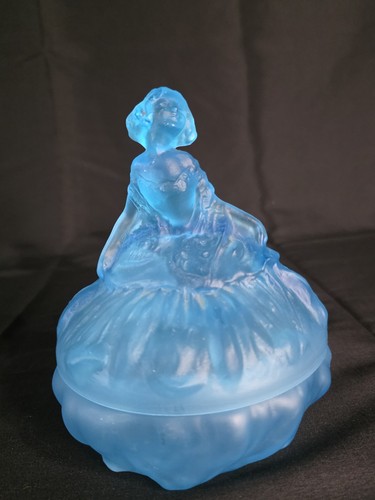 Blue depression glass lady - glass,