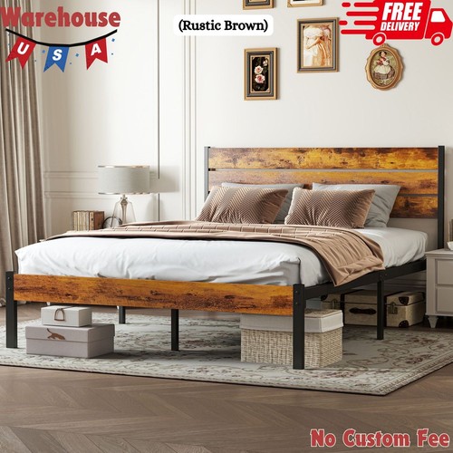 Queen size metal bed frame - bed,