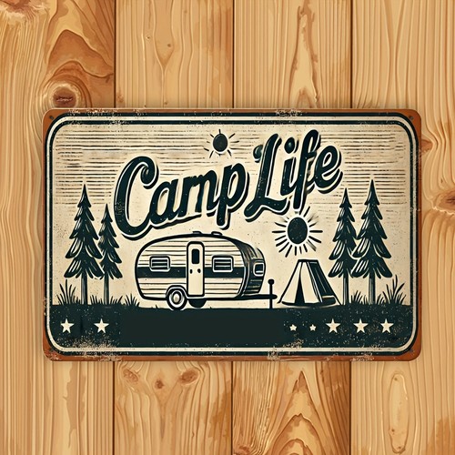 Nostalgic camp life metal wall - nostalgic,