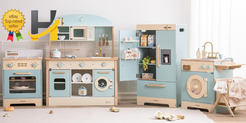 Wooden play kitchen set with - kitchen,