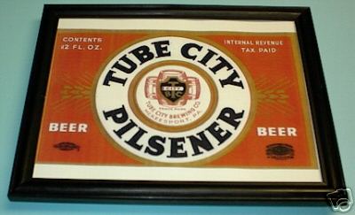 Tube city pilsener beer - tube, framed