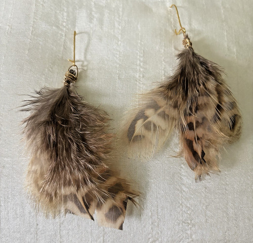 Real feather earrings - feather,