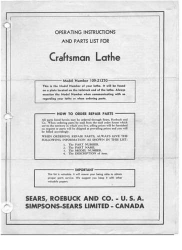 1949 craftsman 109 - c.1949, /aa