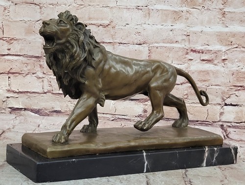 African lion bronze sculpture - bronze,