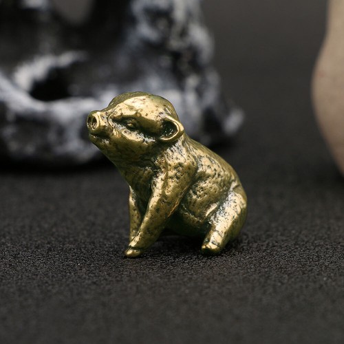 Solid brass pig figurine - brass,