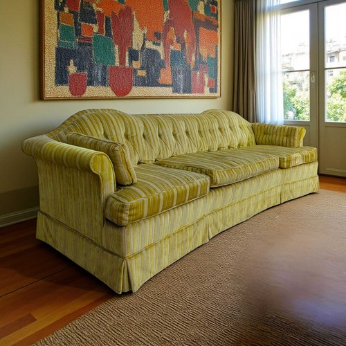 Vintage 96in mustard striped - 96in,