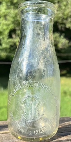 Milk bottle glass morgans - bottle, mk
