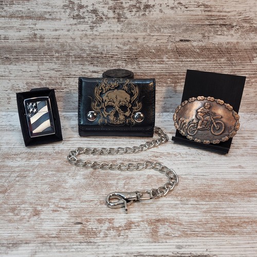 Zippo lighter chained wallet - chained,