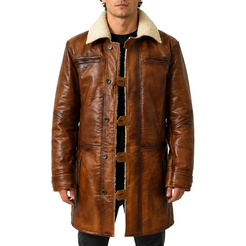 Men brown distressed leather - brown,