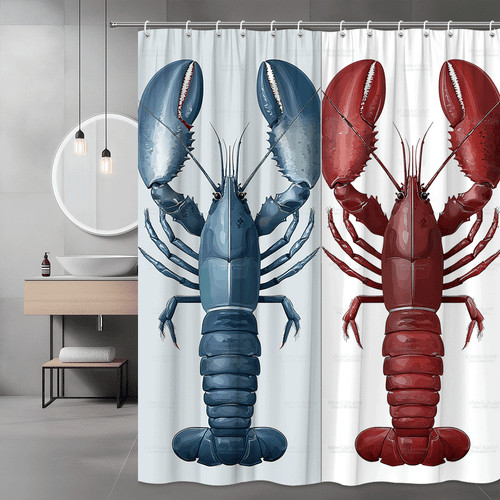 Lobster shower curtain blue - shower,