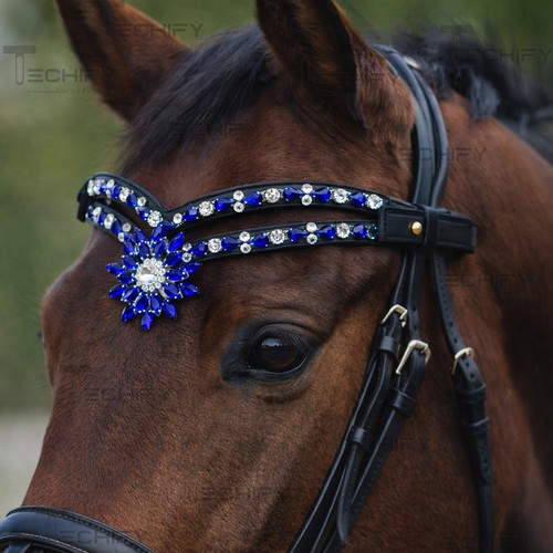 Blue crystal double row horse - blue,