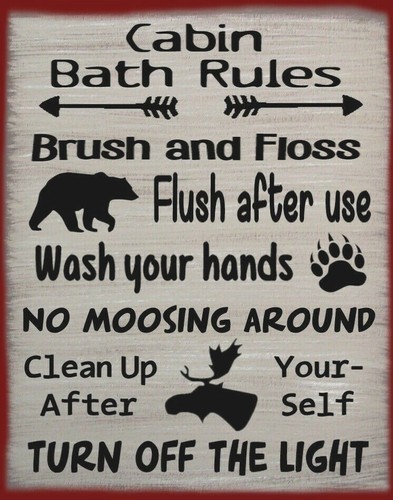Cabin bath rules canvas - cabin,