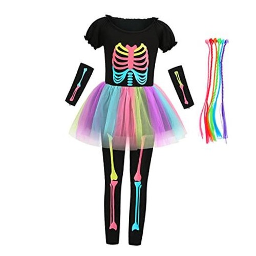 Girls skeleton costume glow - skeleton,