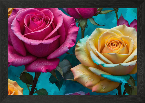 Colorful roses with - with, dewdrops