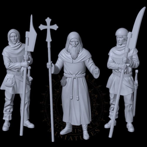 Priest and guards 28mm - priest,
