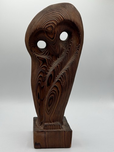 Vintage abstract wood owl - vintage,