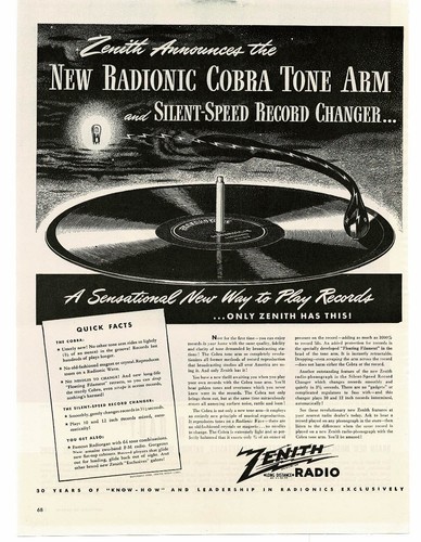 1946 zenith phonograph cobra - zenith,