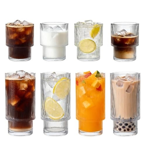 Ribbed drinking glasses set - ribbed,