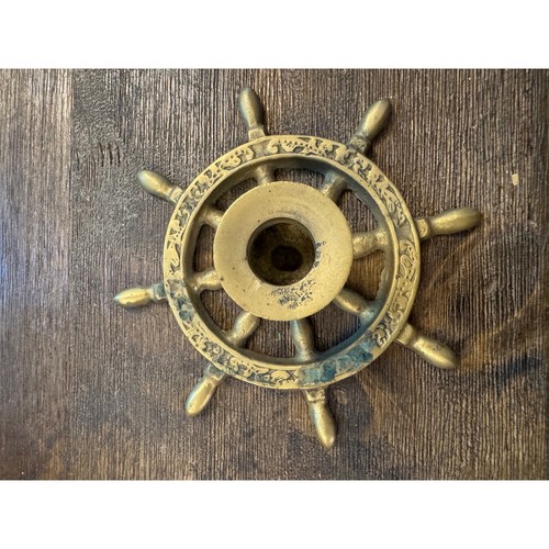 Vintage brass ships wheel - vintage,