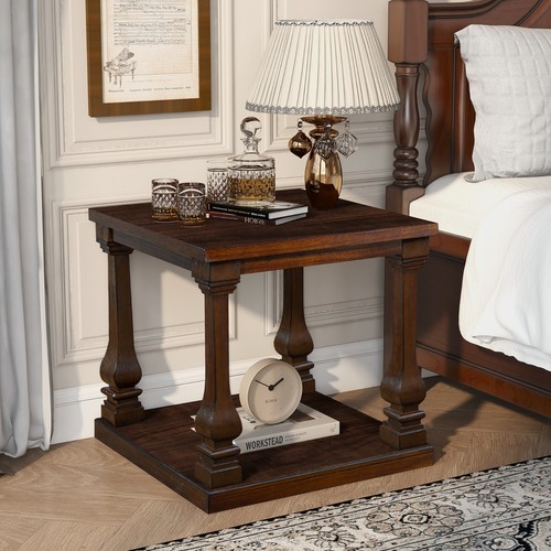 Wood end table vintage - wood,