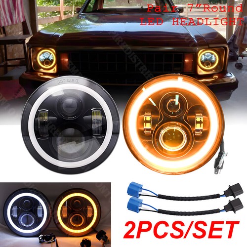 Pair round led headlights - 7"round,