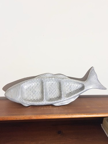 Vintage pewter salmon serving - vintage,