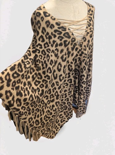 Vtg chicos leopard poncho with - vtg,