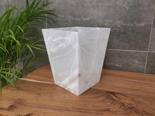 Onyx stone waste basket - onyx,