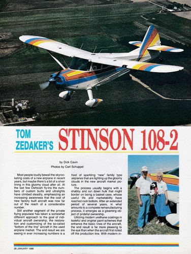 Stinson 108 aircraft report - stinson,