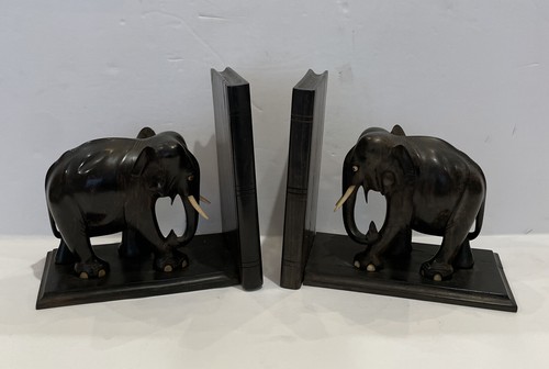 Pair antique carved ebony - pair,