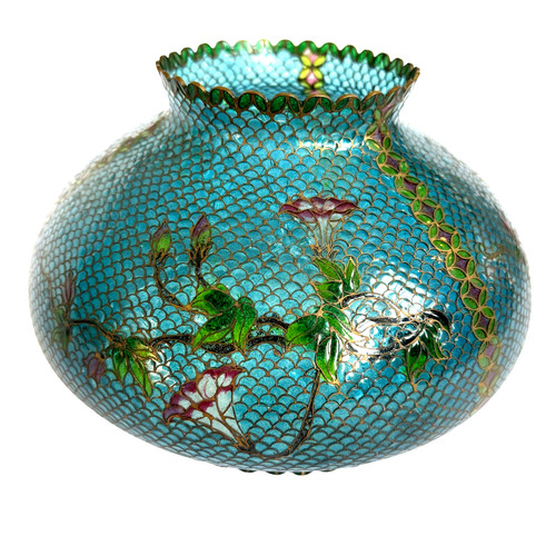 Chinese plique jour lamp - a,