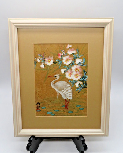 Vtg japanese painting heron - japanese,