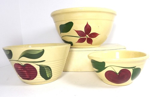 Old watt pottery bowls - 3,