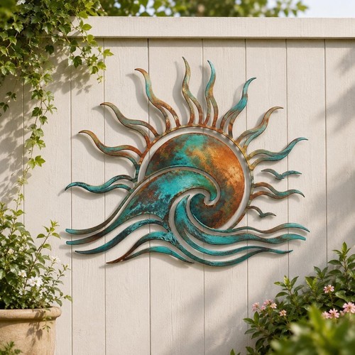 Sun and wave metal wall - sun,
